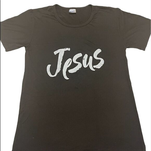 ⭐️ Brand New Large  Black  Jesus  Printed T-shirt Women - Picture 3 of 4